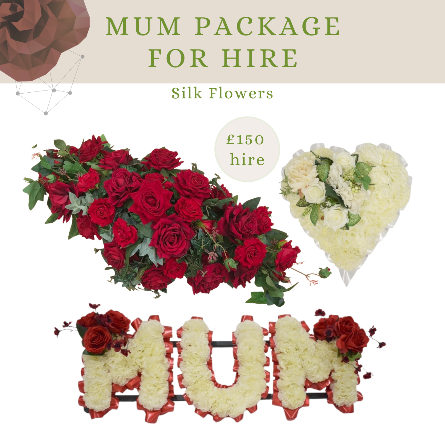 Silk Mum Funeral Flowers Package for hire