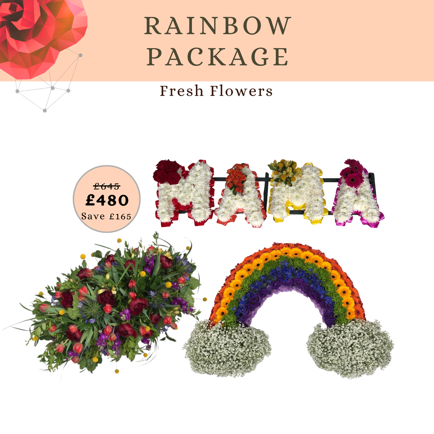 Rainbow Funeral Flowers Package