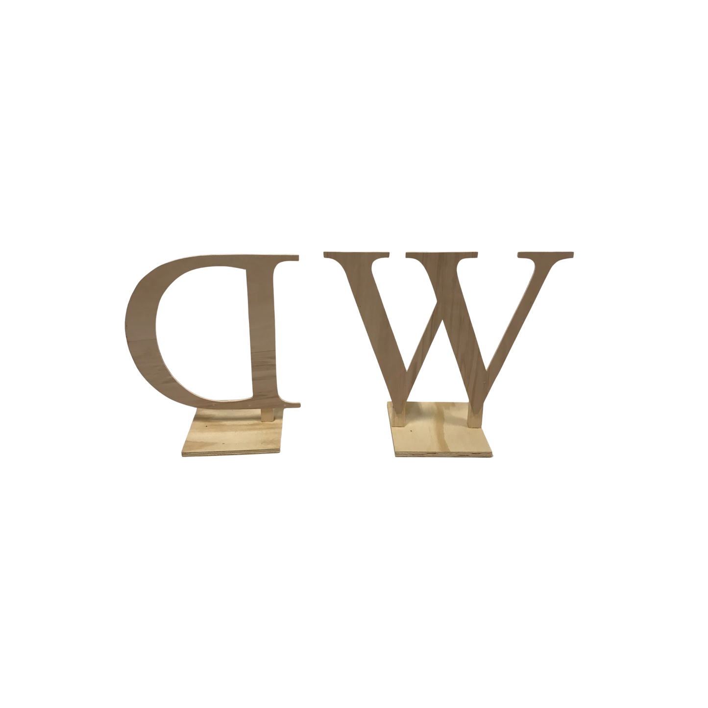 Wooden letter on floorplate