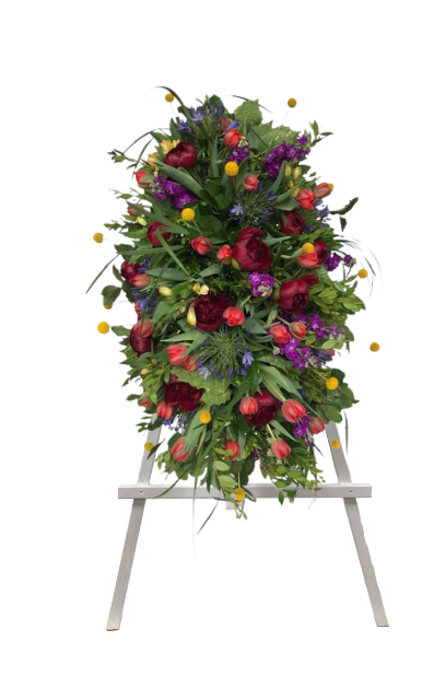 Colourful cloud spray on easel