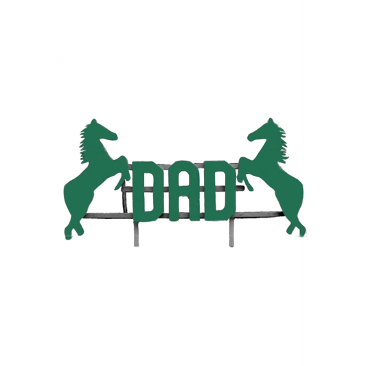 Rearing horses and dad on stand