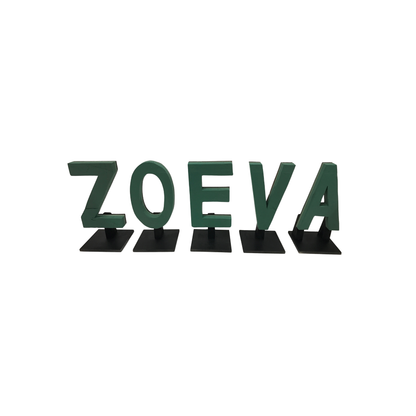 Upright wood backed foam letters with base plates