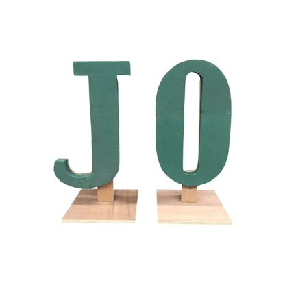 Upright wood backed foam letters with base plates