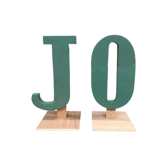 Upright wood backed foam letters with base plates