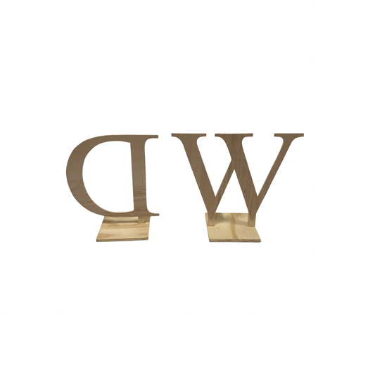Wooden letter on floorplate